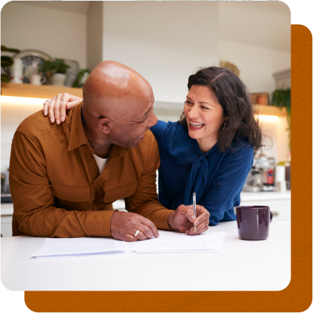 Couple happily looking at each other